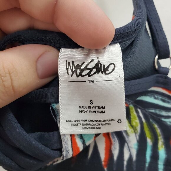 Mossimo Women's Y2K Navy Tropical Leaf Cage Side Pull On Bikini Swim Bralette S - Picture 5 of 7